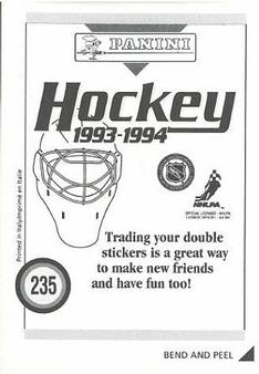 1993-94 Panini Hockey Stickers #235 Doug Weight Back