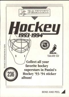 1993-94 Panini Hockey Stickers #236 Shayne Corson Back