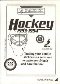 1993-94 Panini Hockey Stickers #239 Zdeno Ciger Back