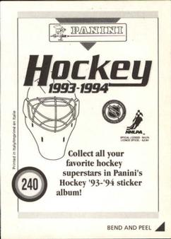 1993-94 Panini Hockey Stickers #240 Craig MacTavish Back
