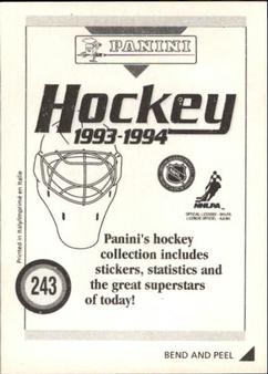 1993-94 Panini Hockey Stickers #243 Scott Mellanby Back