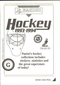 1993-94 Panini Hockey Stickers #G Joe Sakic Back
