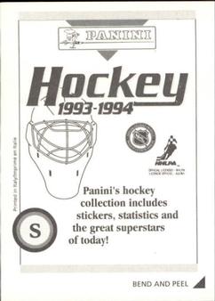 1993-94 Panini Hockey Stickers #S Brian Bradley Back