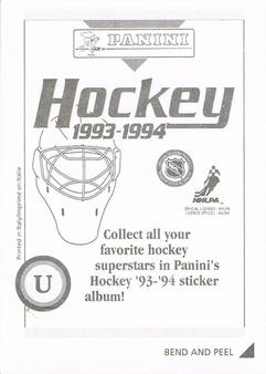 1993-94 Panini Hockey Stickers #U Bill Ranford Back