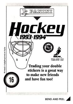 1993-94 Panini Hockey Stickers #16 Stephan Lebeau Back