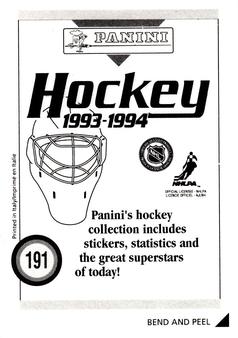 1993-94 Panini Hockey Stickers #191 Thomas Steen Back