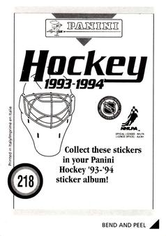 1993-94 Panini Hockey Stickers #218 Rob DiMaio Back