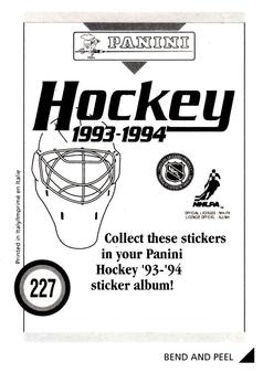 1993-94 Panini Hockey Stickers #227 Wendel Clark Back