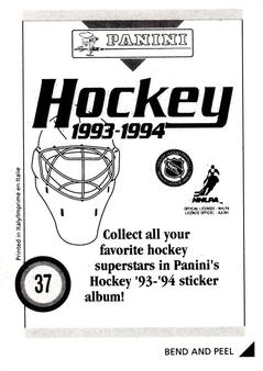 1993-94 Panini Hockey Stickers #37 Stephane Richer Back