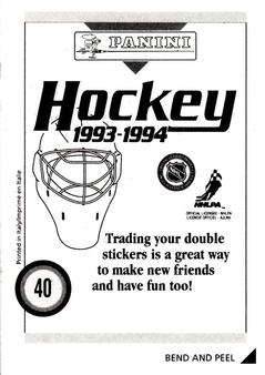 1993-94 Panini Hockey Stickers #40 John MacLean Back