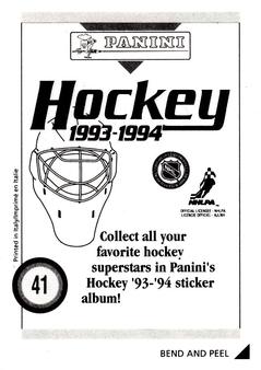 1993-94 Panini Hockey Stickers #41 Peter Stastny Back