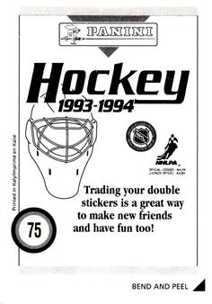 1993-94 Panini Hockey Stickers #75 Steven Finn Back