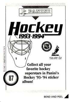 1993-94 Panini Hockey Stickers #87 Ulf Samuelsson Back