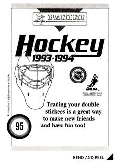 1993-94 Panini Hockey Stickers #95 Esa Tikkanen Back