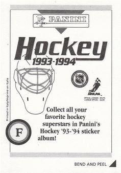 1993-94 Panini Hockey Stickers #F Pierre Turgeon Back