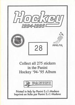 1994-95 Panini Hockey Stickers #28 Bernie Nicholls Back