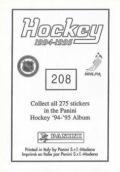 1994-95 Panini Hockey Stickers #208 Vyacheslav Kozlov Back