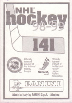 1998-99 Panini Stickers #141 Joel Bouchard Back