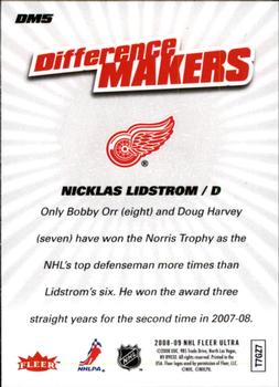 2008-09 Ultra - Difference Makers #DM5 Nicklas Lidstrom Back