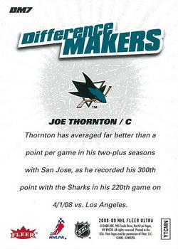 2008-09 Ultra - Difference Makers #DM7 Joe Thornton Back