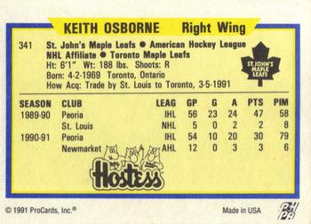 1991-92 ProCards AHL/IHL/CoHL #341 Keith Osborne Back