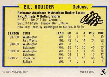 1991-92 ProCards AHL/IHL/CoHL #1 Bill Houlder Back