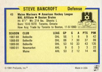 1991-92 ProCards AHL/IHL/CoHL #49 Steve Bancroft Back