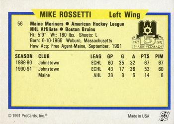 1991-92 ProCards AHL/IHL/CoHL #56 Mike Rossetti Back