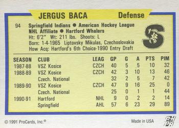 1991-92 ProCards AHL/IHL/CoHL #94 Jergus Baca Back
