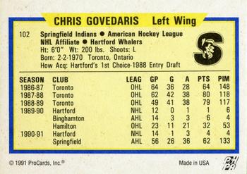1991-92 ProCards AHL/IHL/CoHL #102 Chris Govedaris Back
