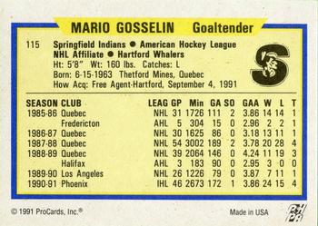 1991-92 ProCards AHL/IHL/CoHL #115 Mario Gosselin Back