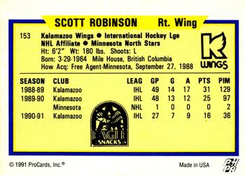 1991-92 ProCards AHL/IHL/CoHL #153 Scott Robinson Back