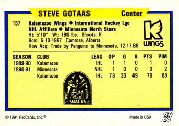 1991-92 ProCards AHL/IHL/CoHL #157 Steve Gotaas Back