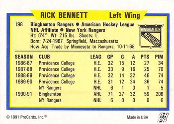 1991-92 ProCards AHL/IHL/CoHL #198 Rick Bennett Back