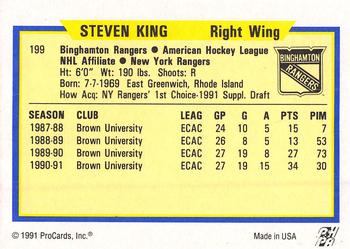 1991-92 ProCards AHL/IHL/CoHL #199 Steven King Back