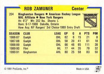 1991-92 ProCards AHL/IHL/CoHL #204 Rob Zamuner Back