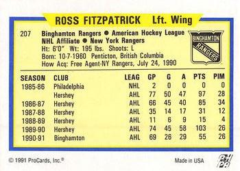 1991-92 ProCards AHL/IHL/CoHL #207 Ross Fitzpatrick Back