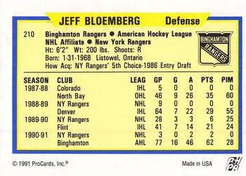 1991-92 ProCards AHL/IHL/CoHL #210 Jeff Bloemberg Back