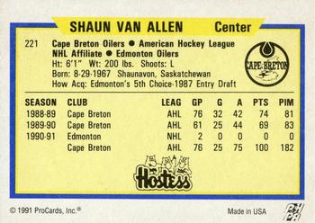 1991-92 ProCards AHL/IHL/CoHL #221 Shaun Van Allen Back