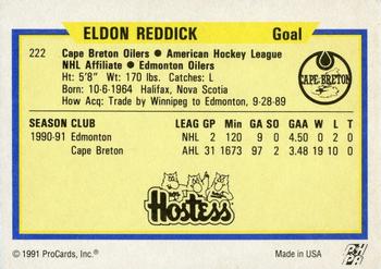 1991-92 ProCards AHL/IHL/CoHL #222 Eldon Reddick Back