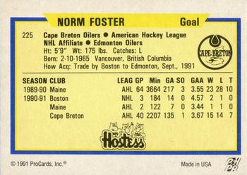1991-92 ProCards AHL/IHL/CoHL #225 Norm Foster Back