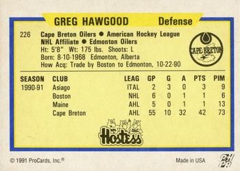 1991-92 ProCards AHL/IHL/CoHL #226 Greg Hawgood Back