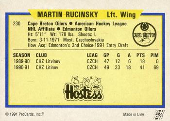 1991-92 ProCards AHL/IHL/CoHL #230 Martin Rucinsky Back