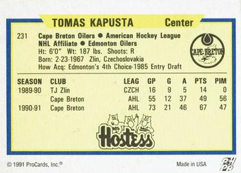 1991-92 ProCards AHL/IHL/CoHL #231 Tomas Kapusta Back