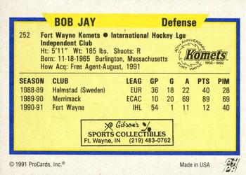 1991-92 ProCards AHL/IHL/CoHL #252 Bob Jay Back