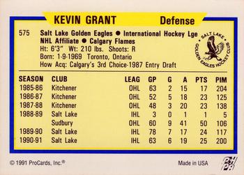 1991-92 ProCards AHL/IHL/CoHL #575 Kevin Grant Back