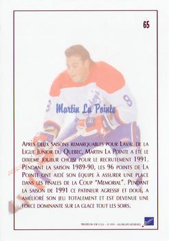 1991 Ultimate Draft - French #65 Martin Lapointe Back