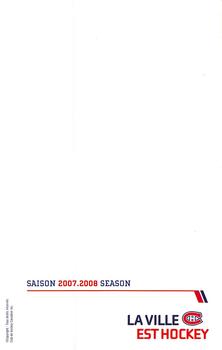 2007-08 Montreal Canadiens Postcards #NNO Cover Card Back