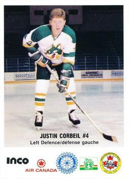 1987-88 Sudbury Wolves (OHL) Police #5 Justin Corbeil Front