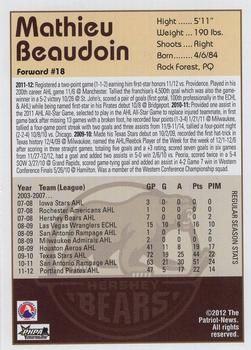 2012-13 Hershey Bears (AHL) #2 Matt Beaudoin Back